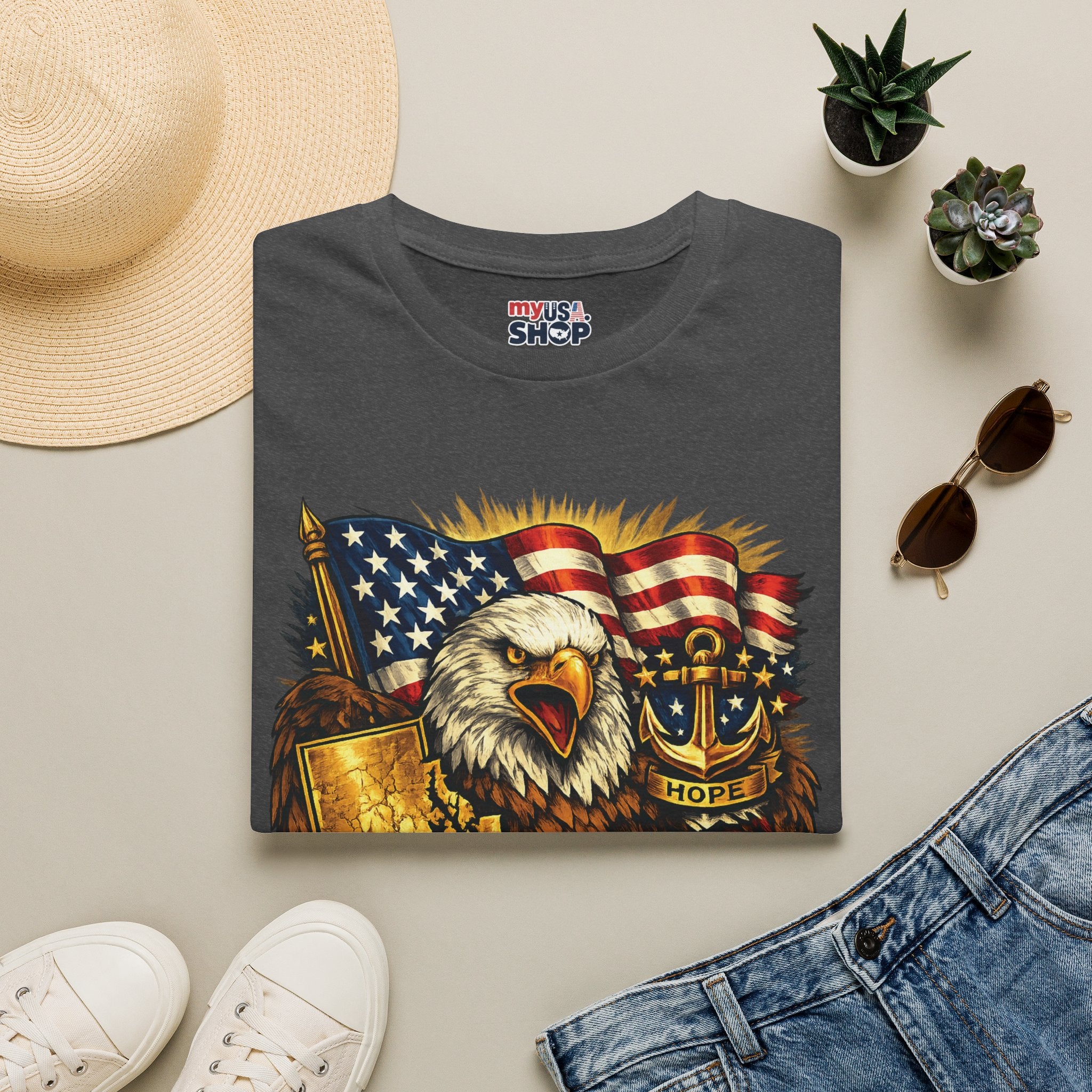 Rhode Island Proud America 250 T-Shirt — Patriotic Eagle Graphic Tee