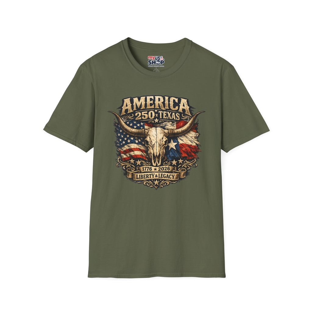 America 250 Texas T-Shirt — 250th Anniversary Vintage Flag Design