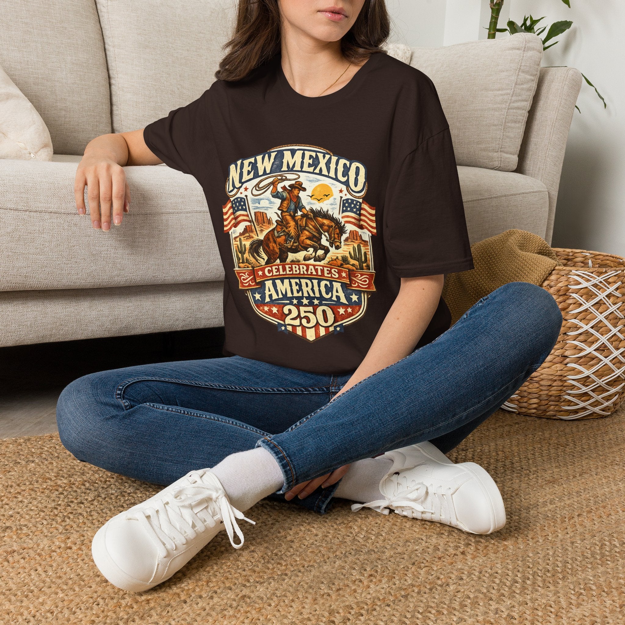 America 250 New Mexico Cowboy Rodeo T-Shirt — Vintage Western Tee