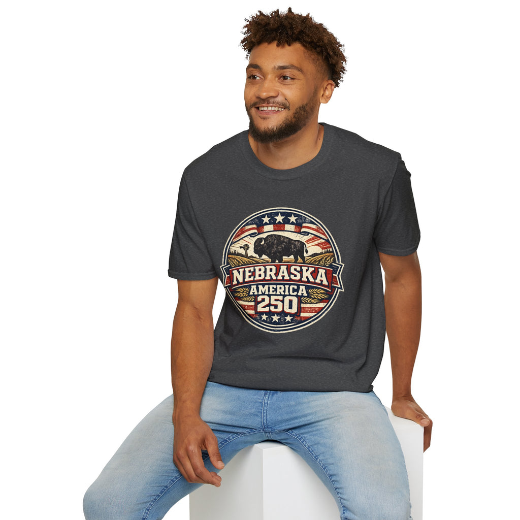 Nebraska Buffalo Retro T-Shirt — America 250 Vintage State Pride Tee