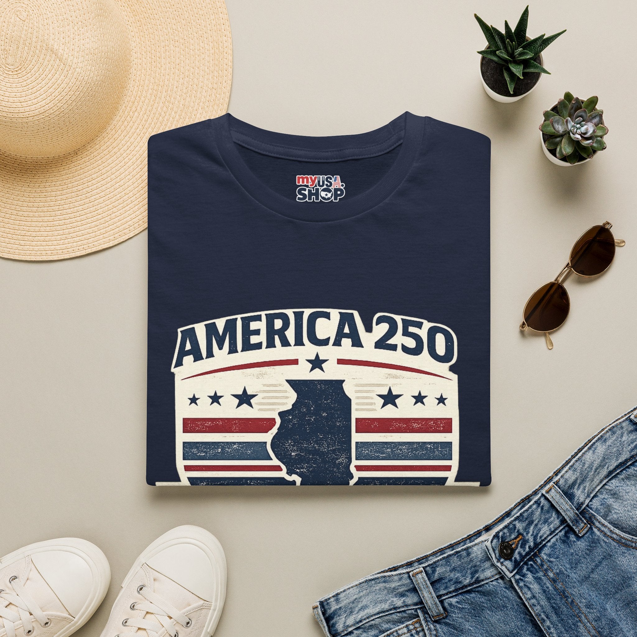 America 250 Illinois T-Shirt — 1776–2026 Bicentennial USA State Pride Tee