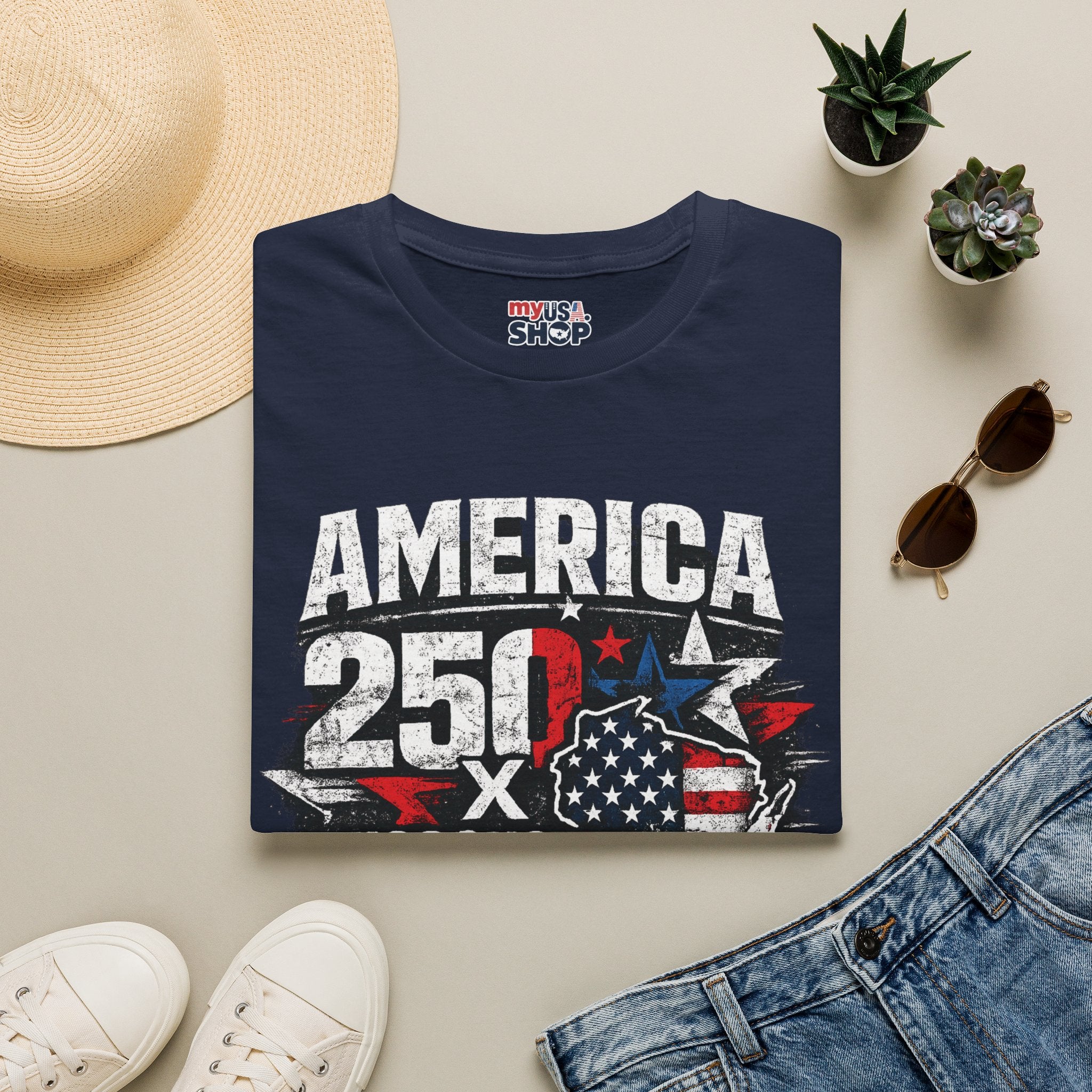 America 250 Wisconsin T-Shirt — USA 1776 Celebration Tee