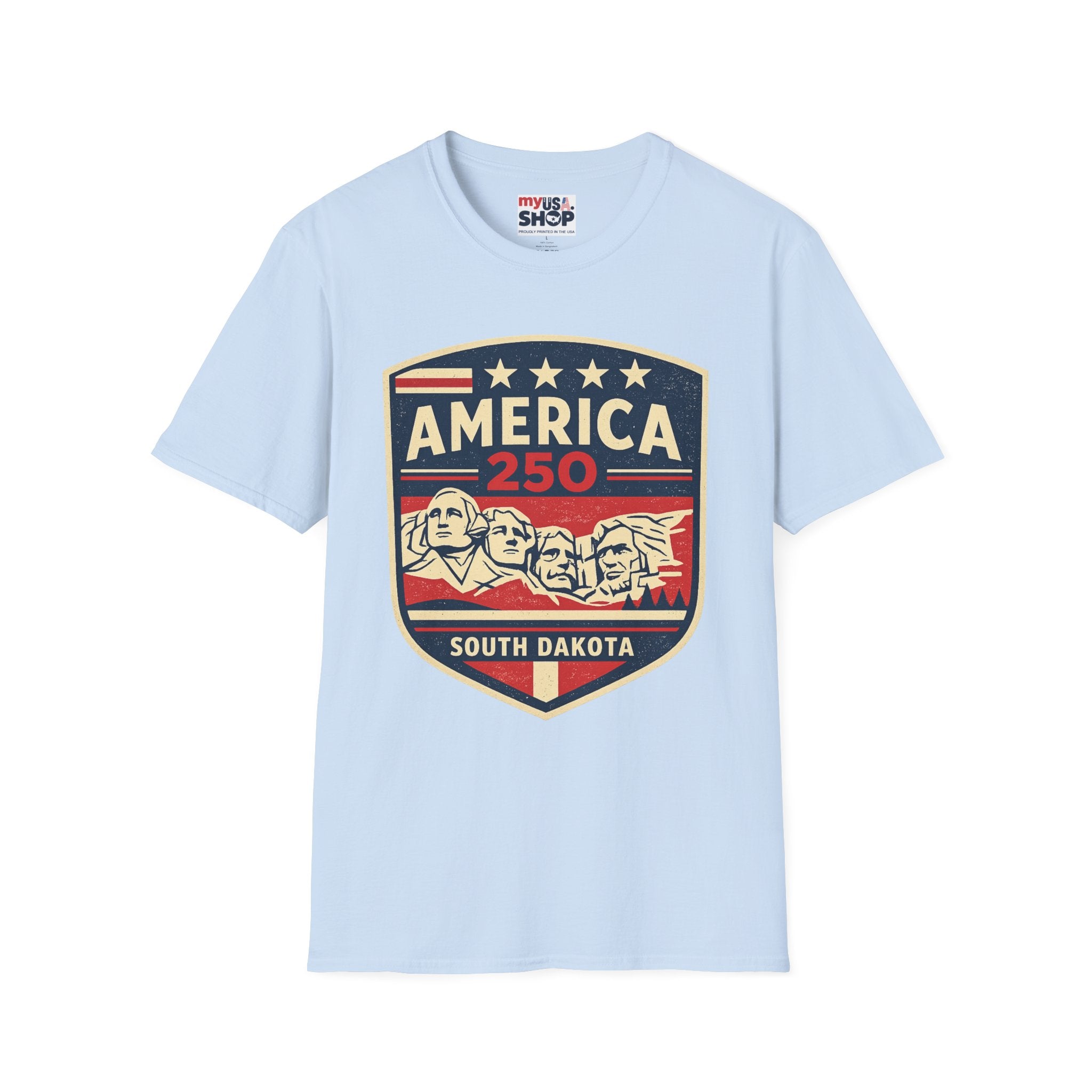 America 250 South Dakota Shirt — Retro Mount Rushmore USA Graphic Tee