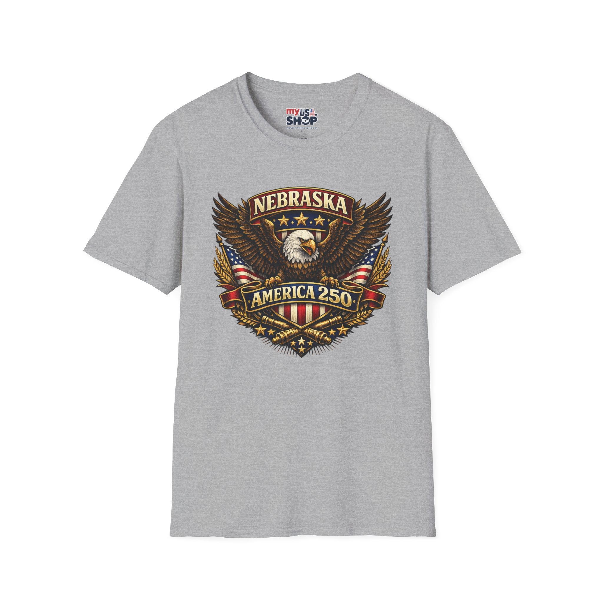 America 250 Nebraska Eagle T-Shirt — Patriotic USA State Tee