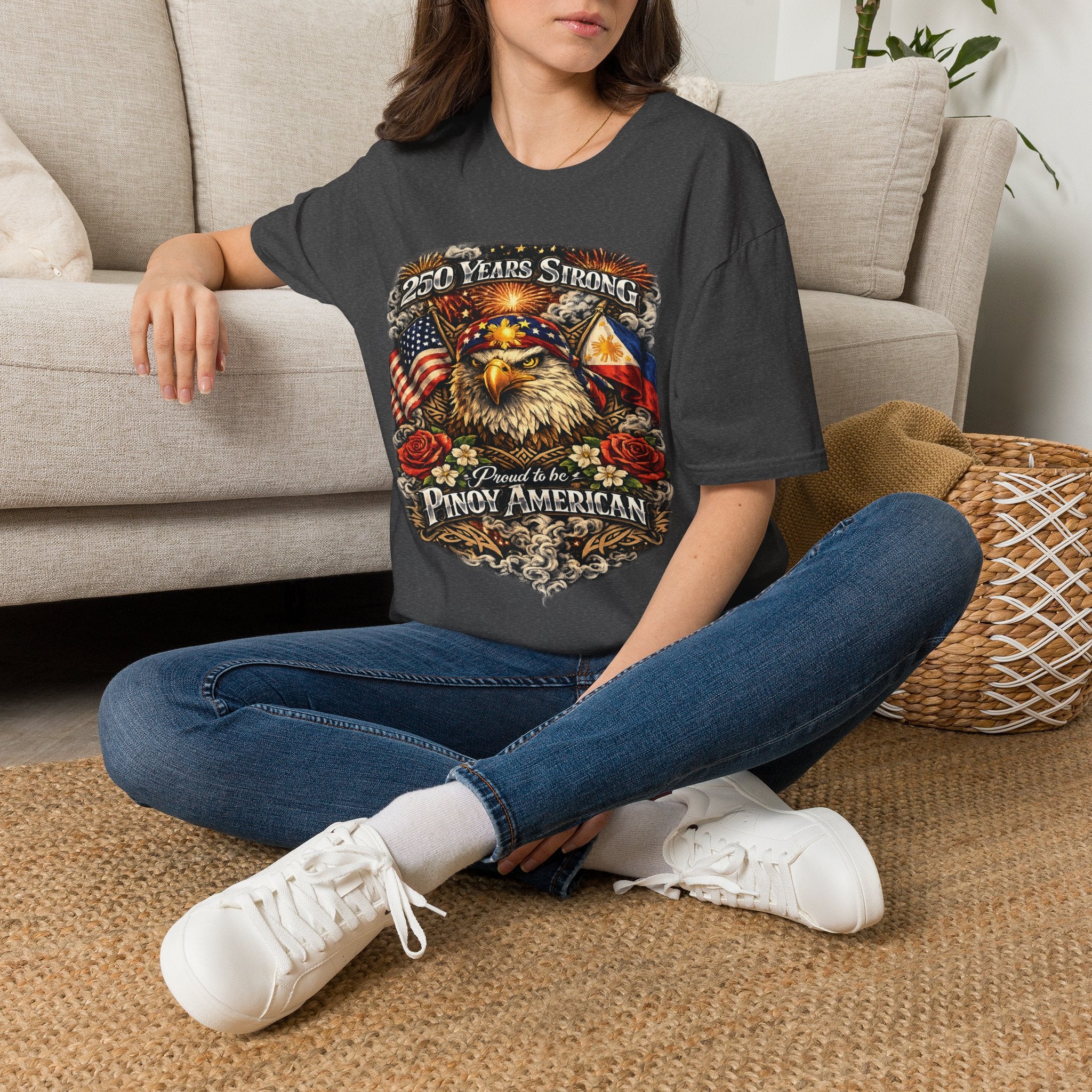 America 250 Years Strong Pinoy American Eagle Tee