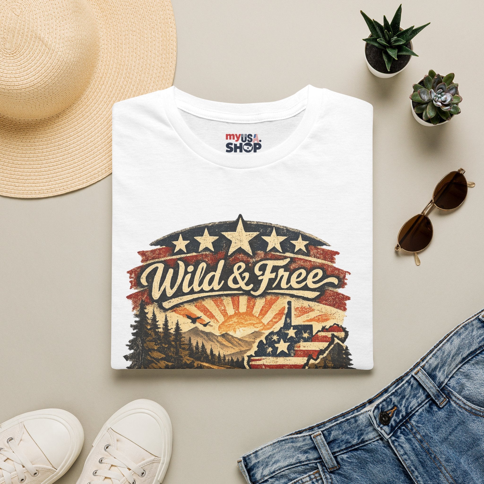 Wild & Free West Virginia T-Shirt — America 250 Mountain Sunset Tee