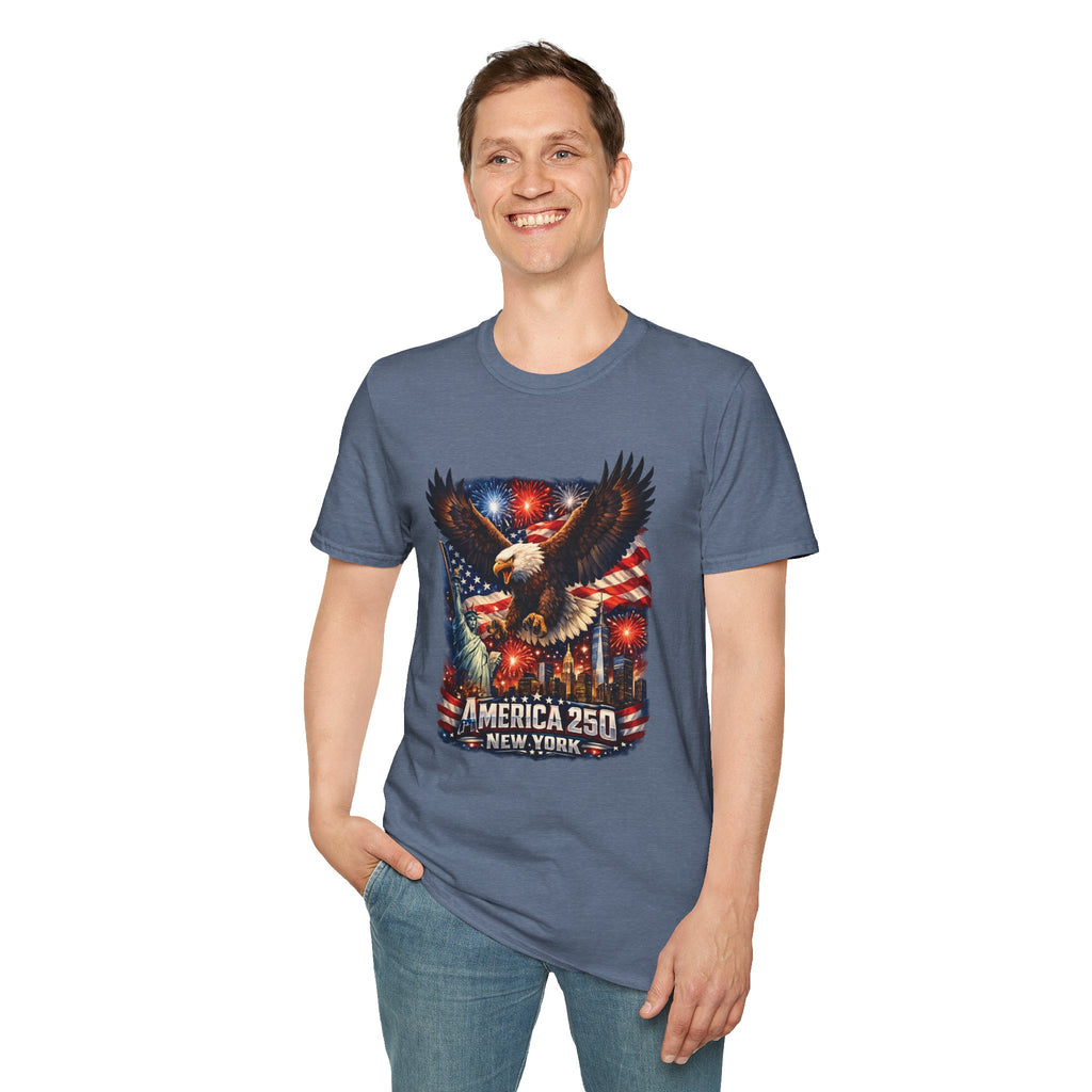 America 250 Patriotic Eagle T-Shirt — New York Fireworks Design