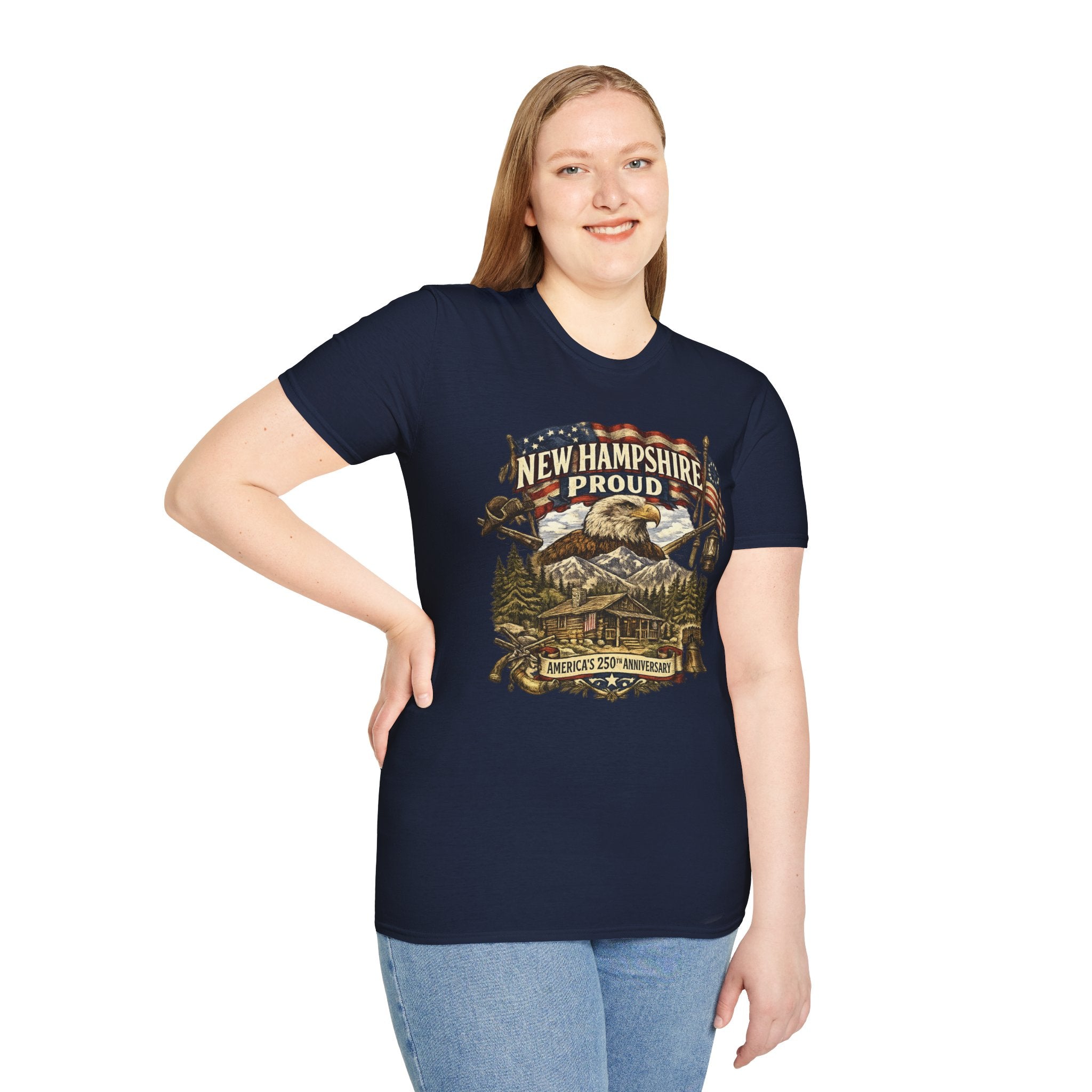America 250 New Hampshire Proud T-Shirt — Patriotic Eagle State Tee