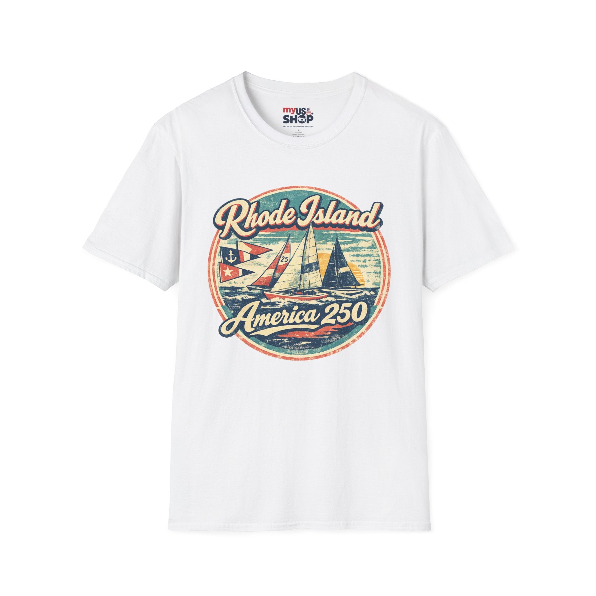 Rhode Island America 250 Shirt — Vintage Sailing Regatta Graphic Tee