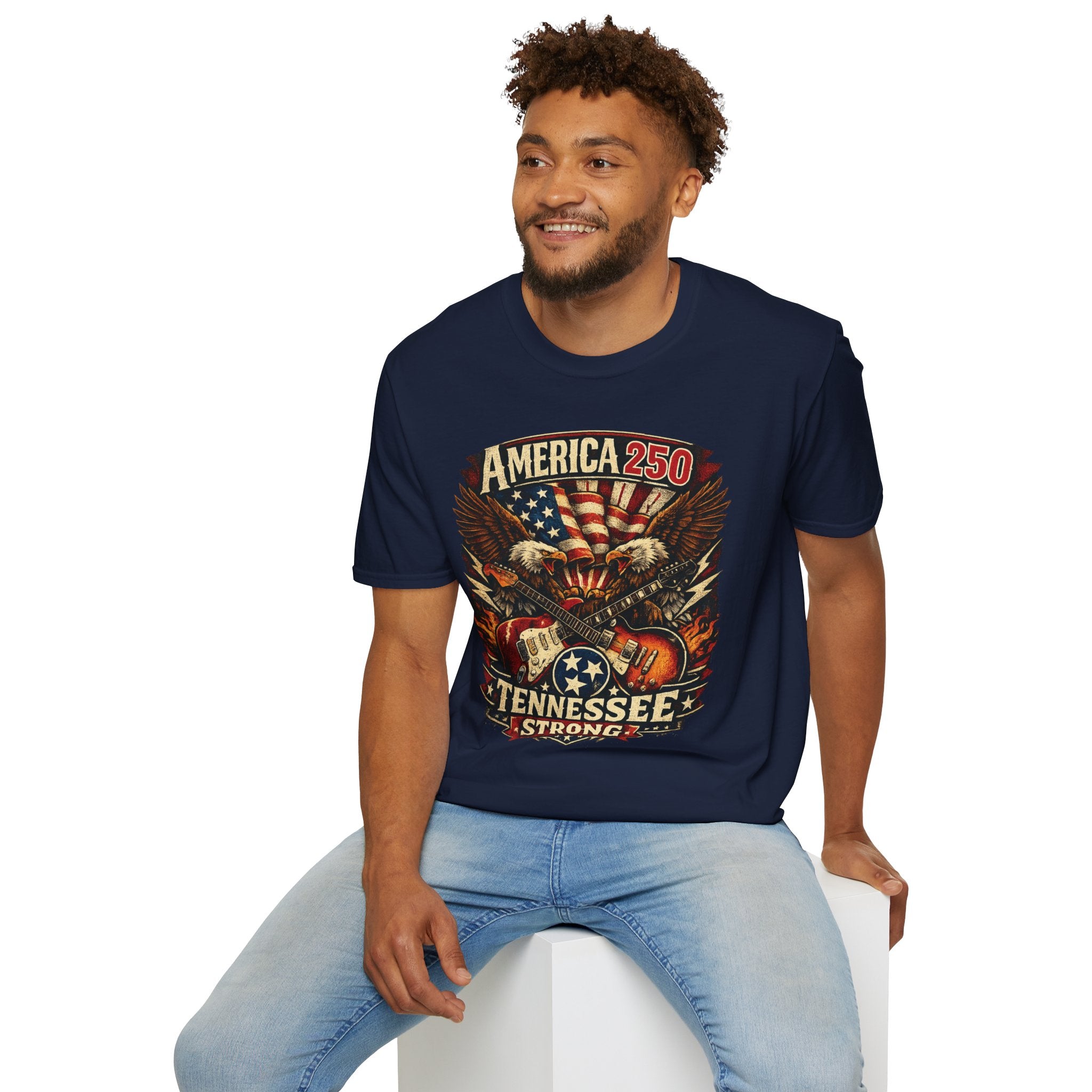 America 250 Tennessee Shirt — Tennessee Strong Patriotic Music Graphic Tee