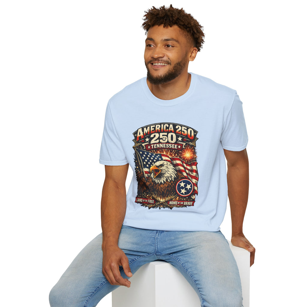 America 250 Tennessee Shirt — Land of the Free Patriotic Eagle Tee