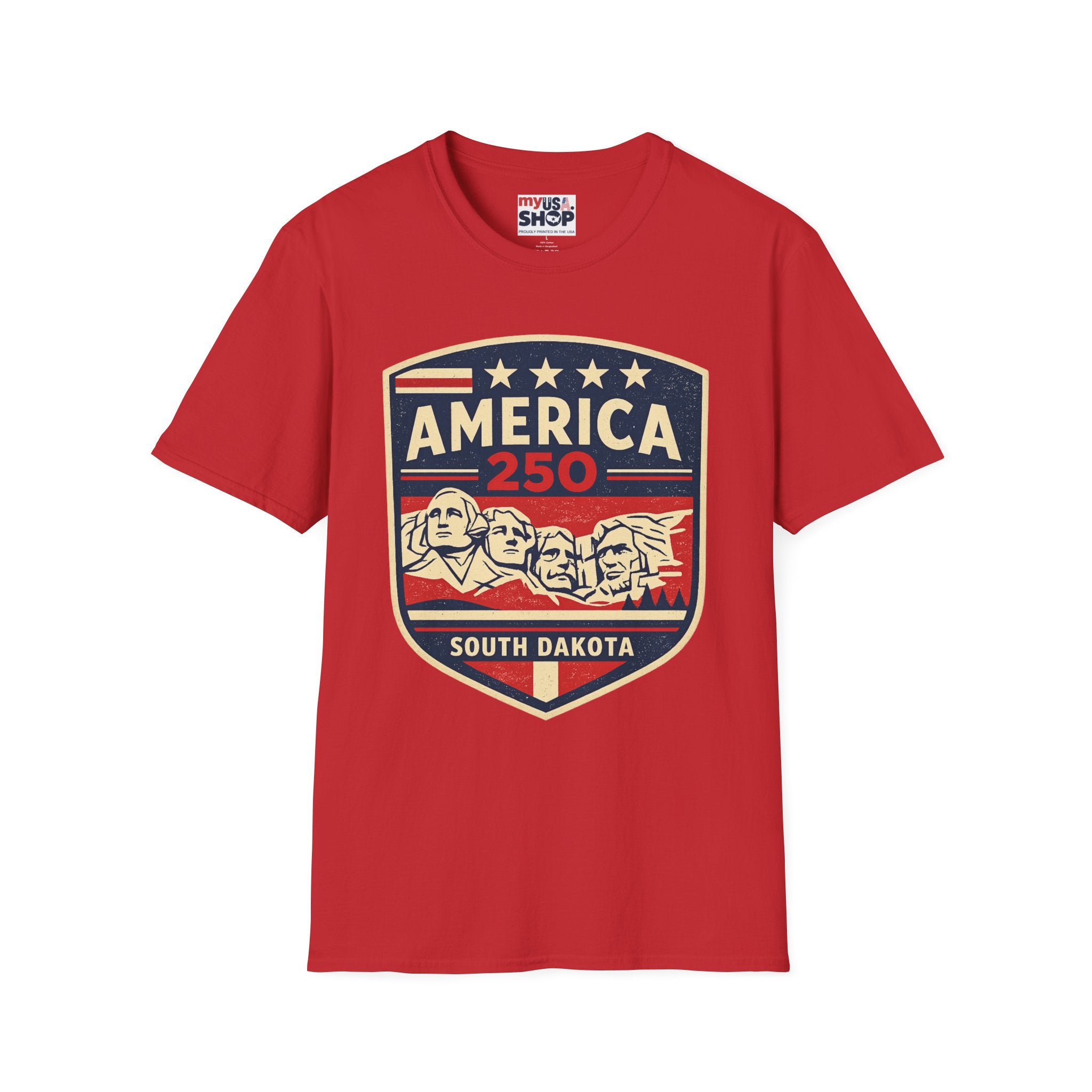 America 250 South Dakota Shirt — Retro Mount Rushmore USA Graphic Tee
