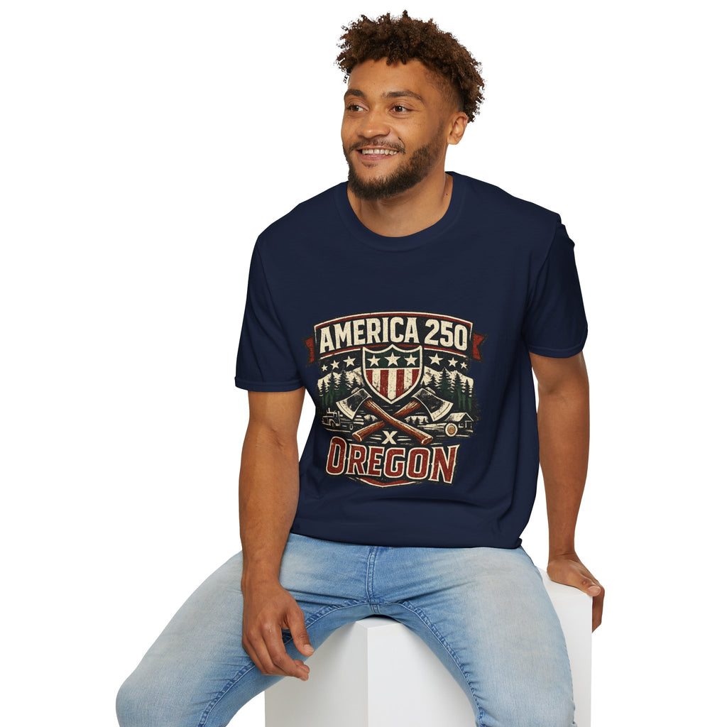 America 250 Shirt —Oregon  Rustic Timber Heritage Graphic Tee