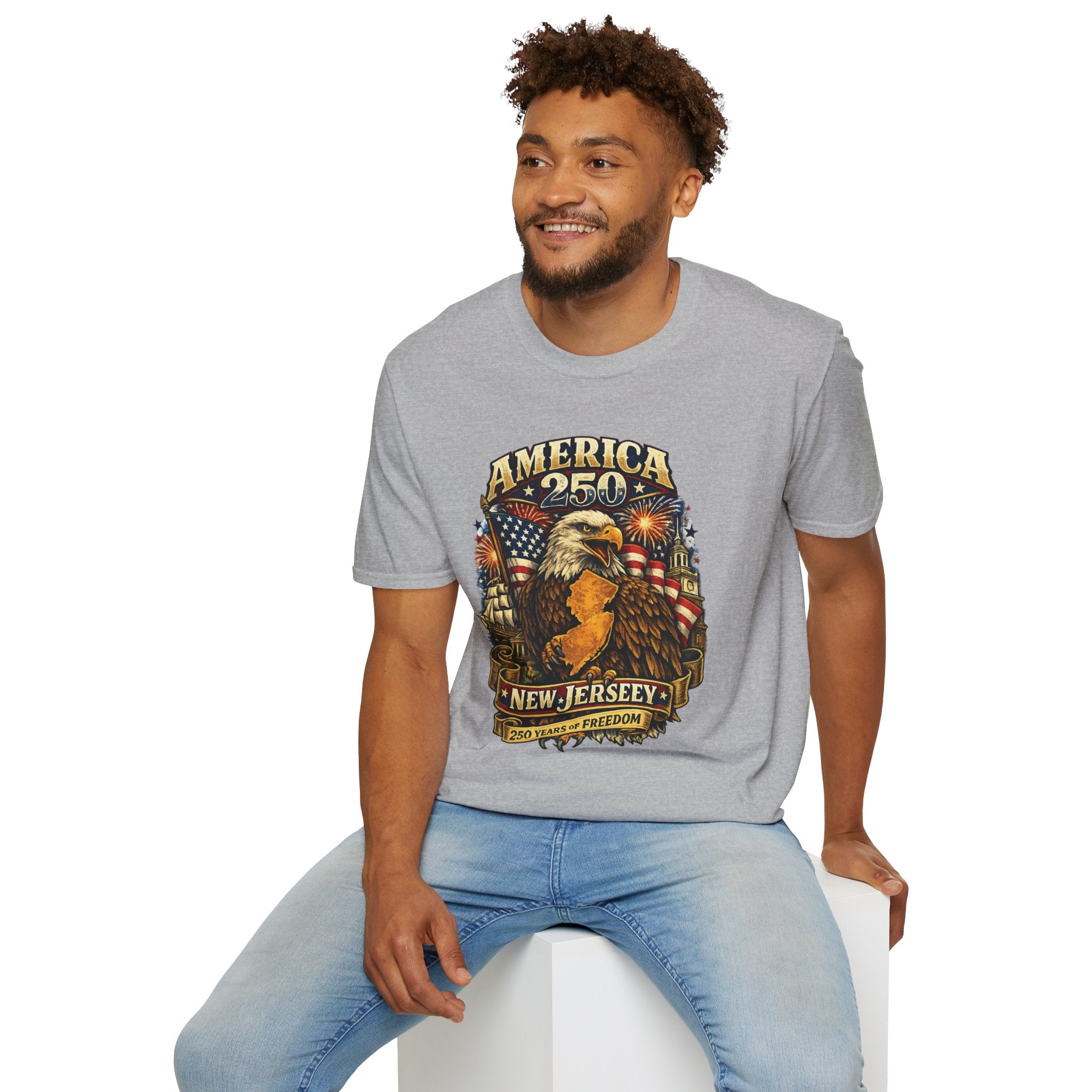 America 250 Eagle T‑Shirt — New Jersey Patriotic Tee
