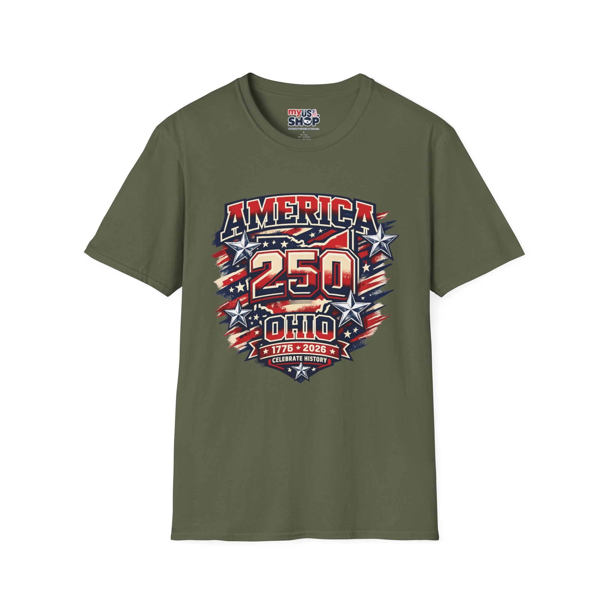 America 250 – Ohio Celebrating History Patriotic Vintage Tee Design