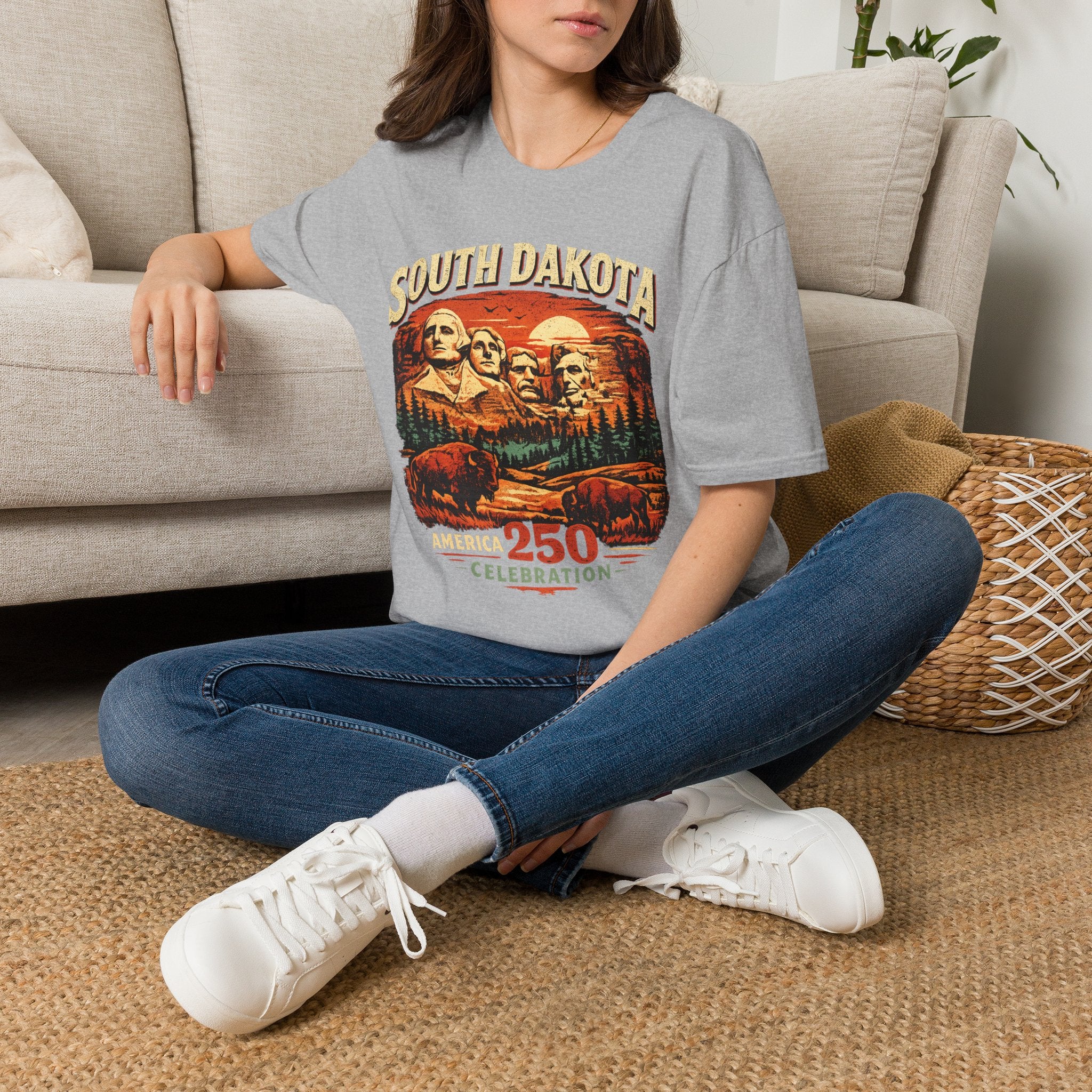 America 250 South Dakota Shirt — Sunset Mount Rushmore Celebration Tee