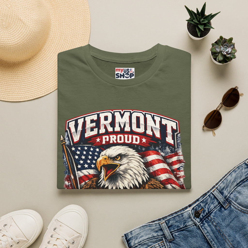 America 250 x Vermont Proud T-Shirt — Eagle Flag Design