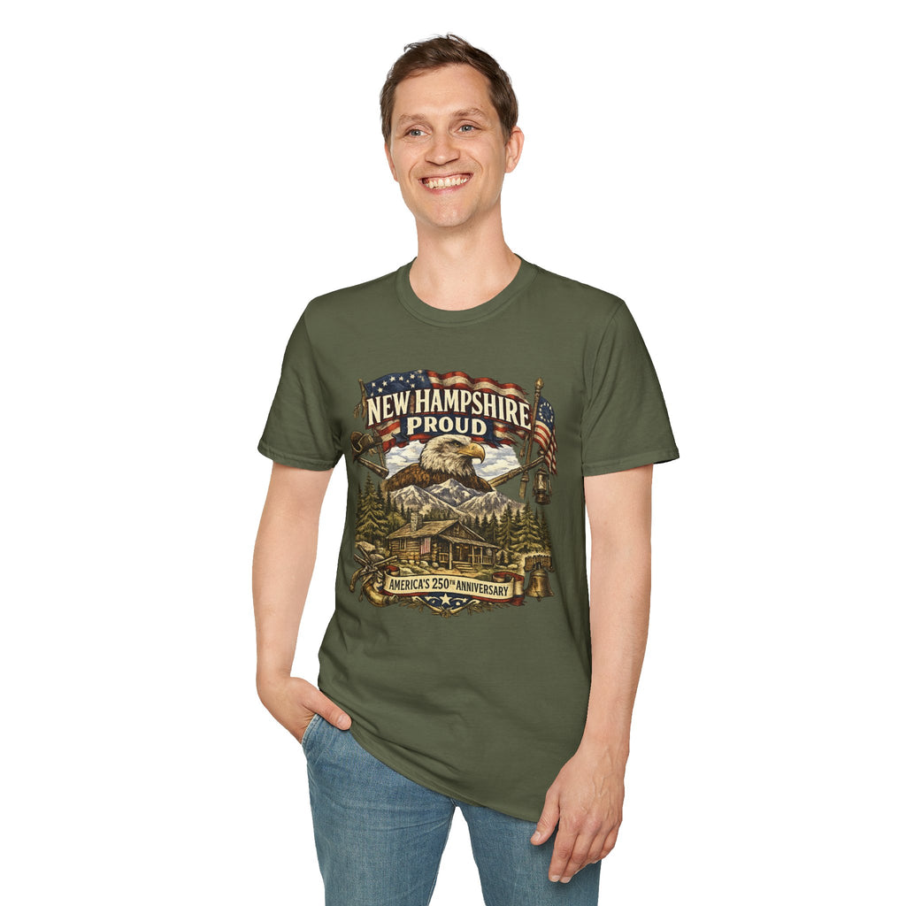 America 250 New Hampshire Proud T-Shirt — Patriotic Eagle State Tee