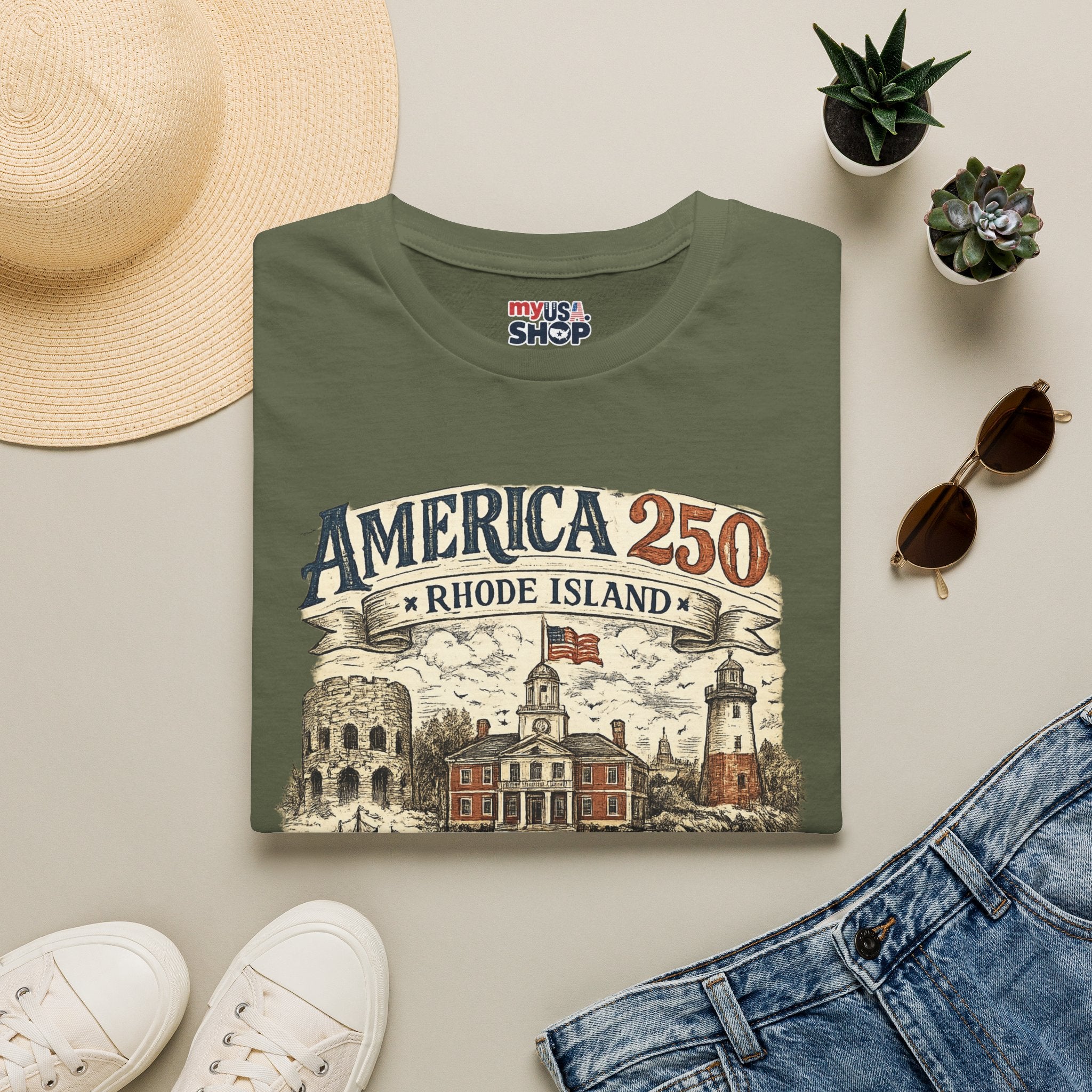 America 250 Rhode Island Shirt — Birthplace of Liberty Heritage Tee