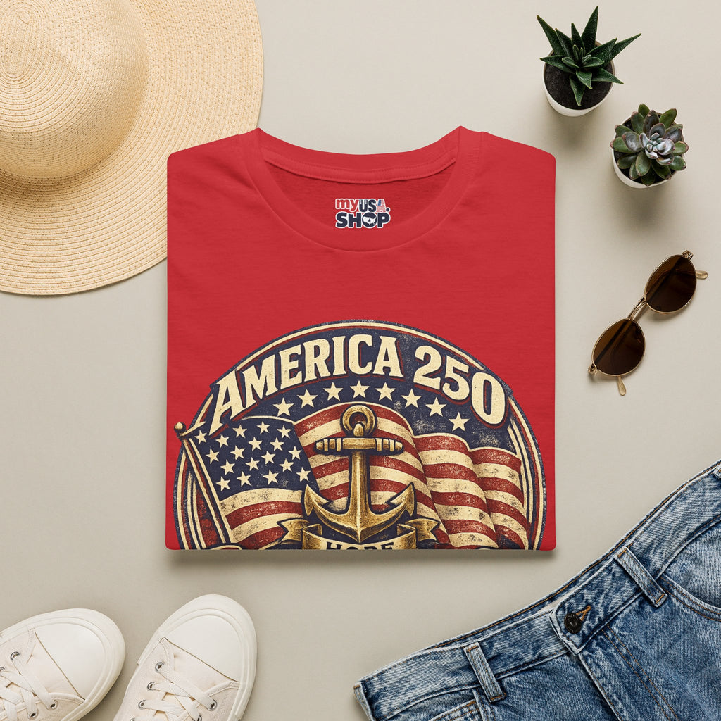 America 250 Rhode Island Shirt — Hope Anchor Patriotic Graphic Tee