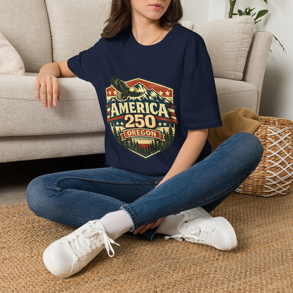 America 250 Shirt —Oregon  Mountain Eagle Wilderness Badge Tee