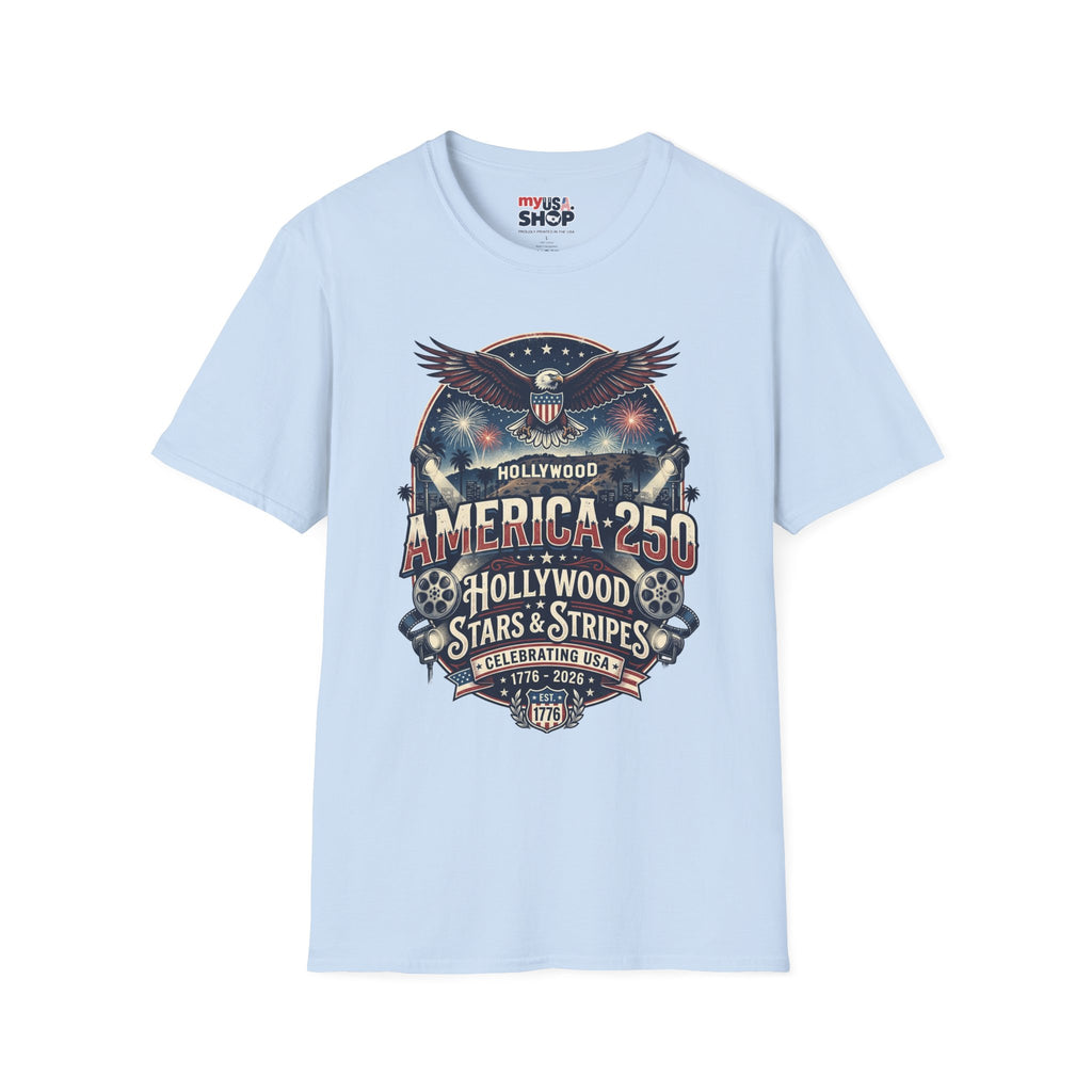 America 250 Graphic T-Shirt — Hollywood Stars & Stripes Eagle Design