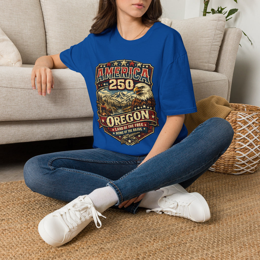 America 250 Oregon  Shirt — Heritage Eagle Americana Crest Tee