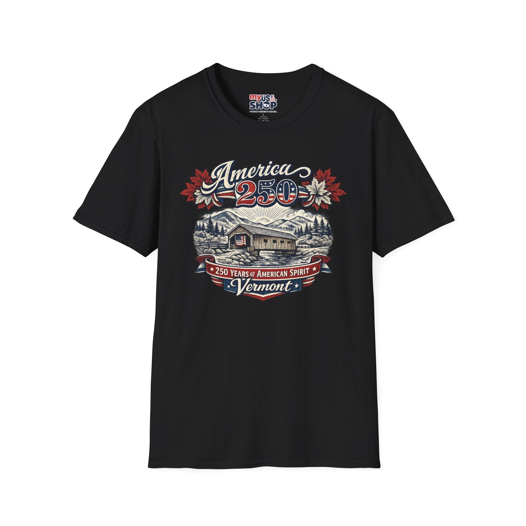 America 250 Vintage T-Shirt — Vermont Patriotic Vermont Mountains Tee