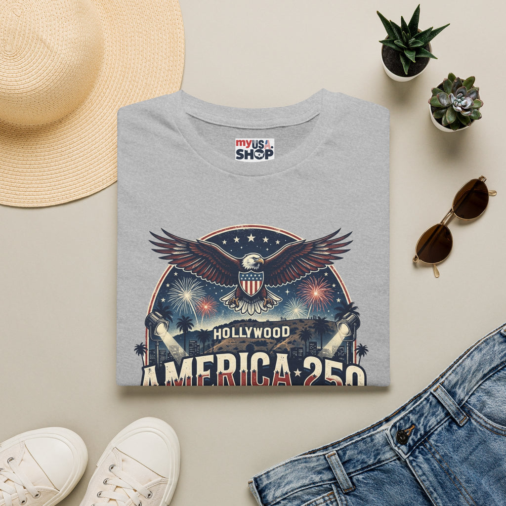 America 250 Graphic T-Shirt — Hollywood Stars & Stripes Eagle Design