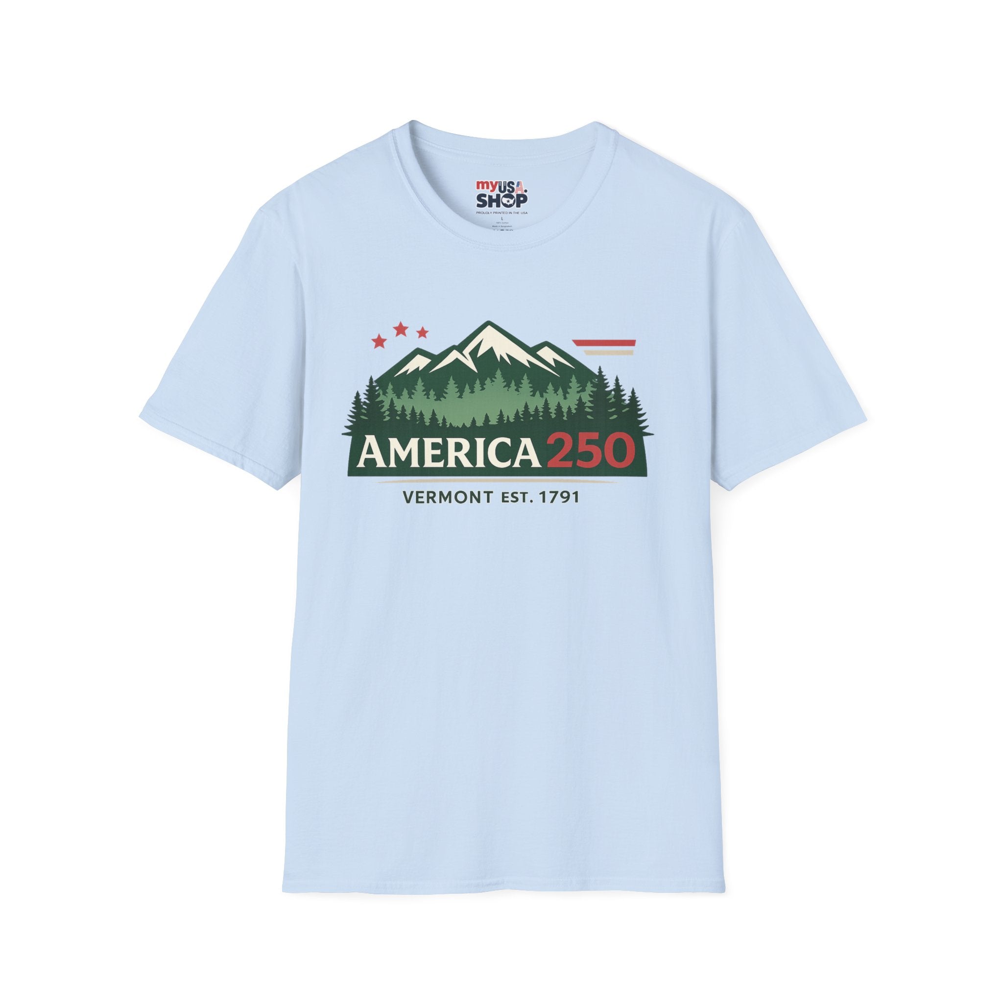 America 250 – Vermont Est. 1791 Mountain Star Vintage Tee Design