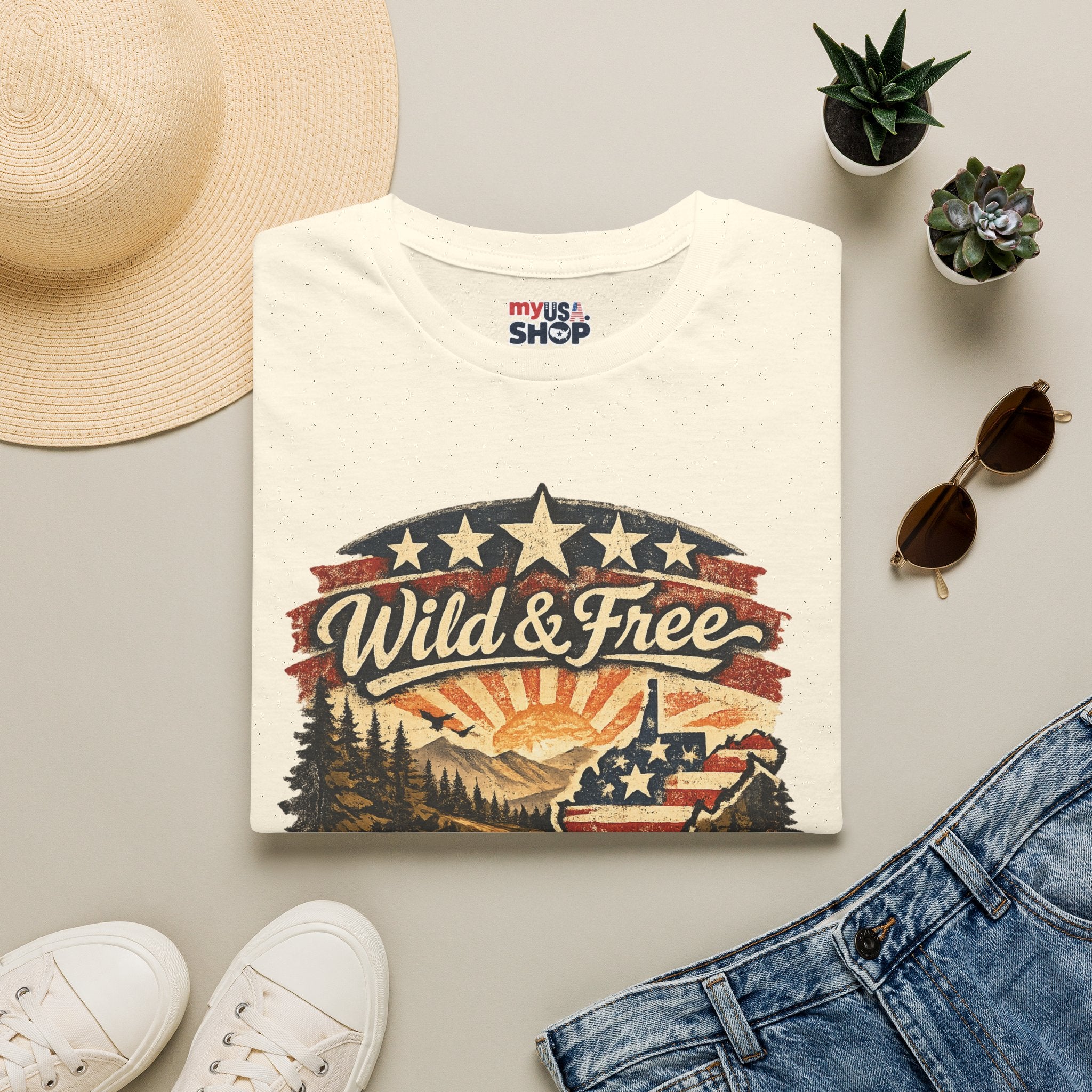 Wild & Free West Virginia T-Shirt — America 250 Mountain Sunset Tee