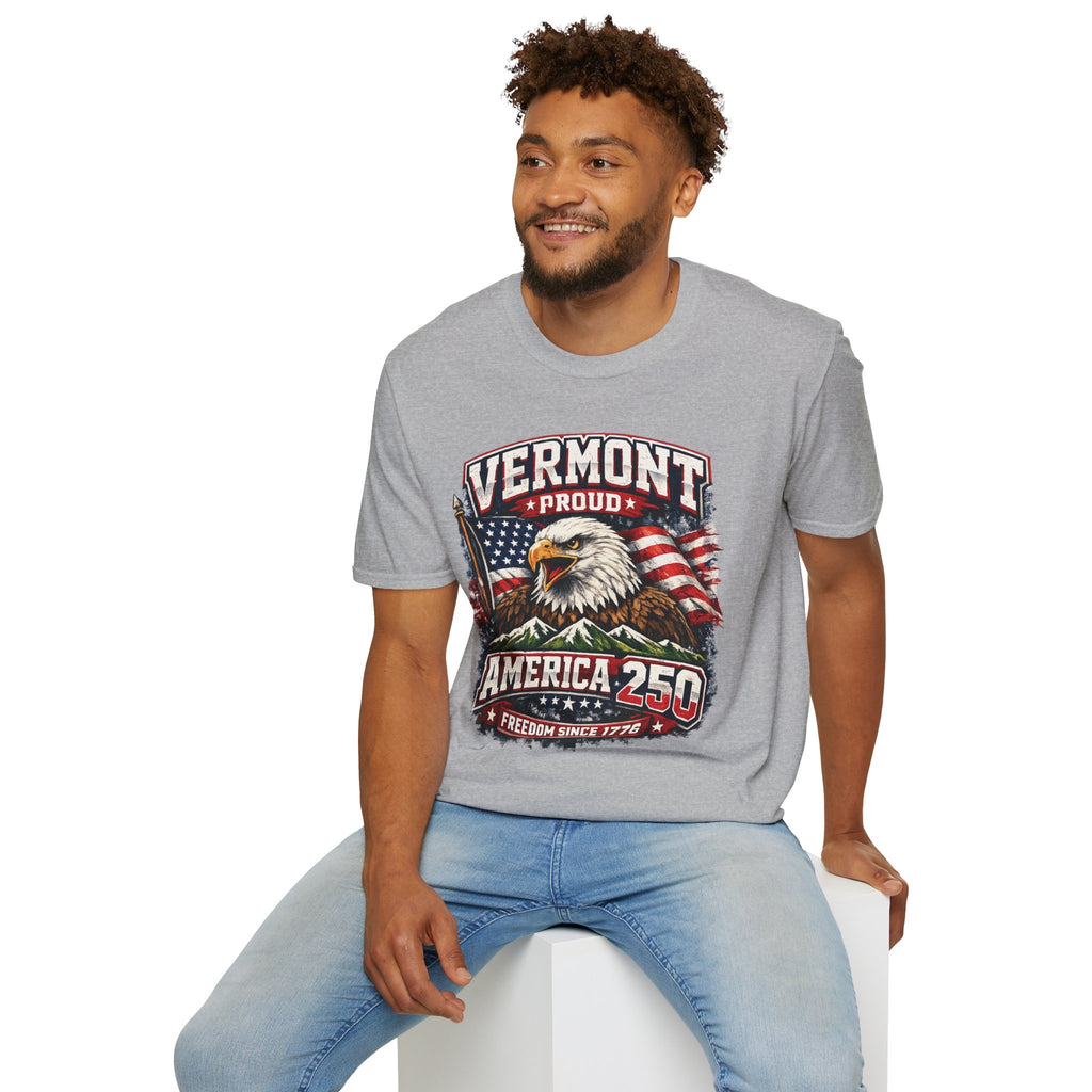 America 250 x Vermont Proud T-Shirt — Eagle Flag Design