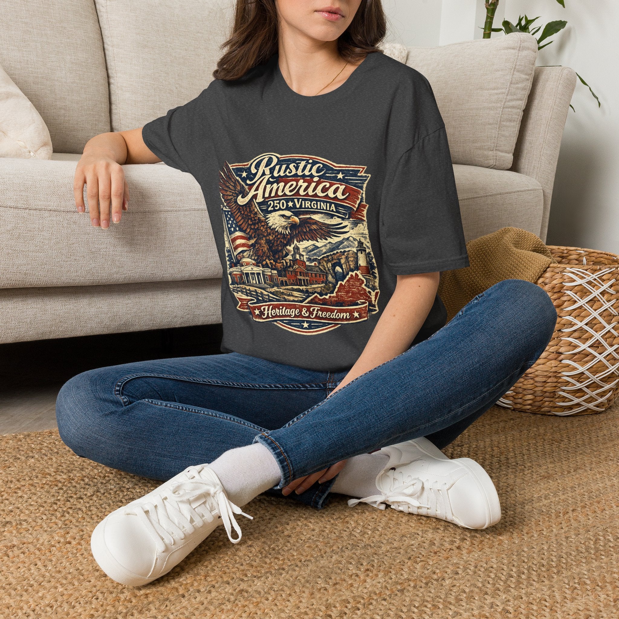 America 250 Virginia Eagle T‑Shirt — Heritage & Freedom Vintage Design