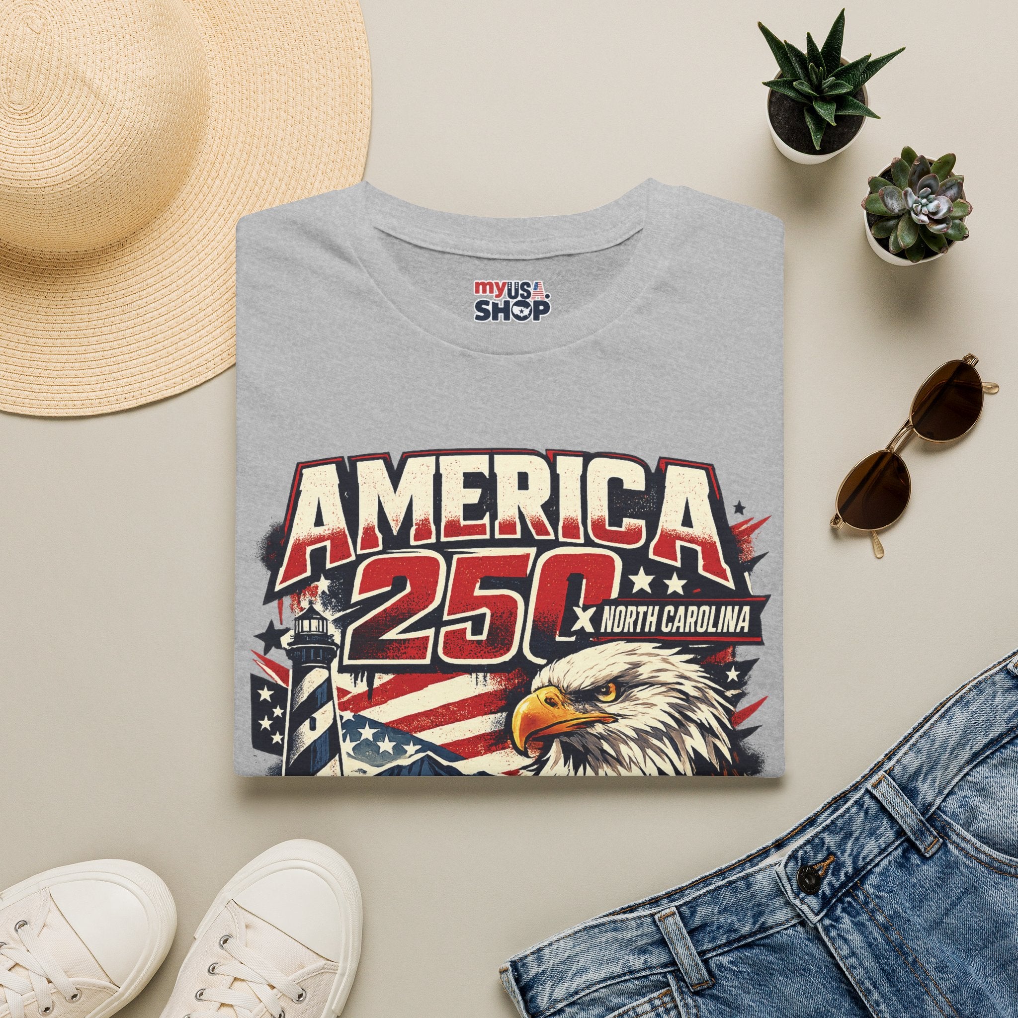 America 250 North Carolina Eagle T-Shirt – Patriotic July 4th Graphic Tee