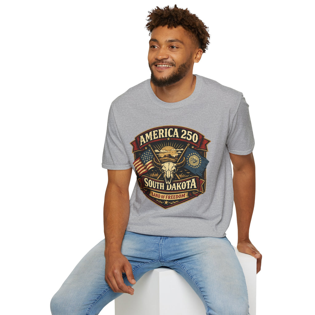 America 250 South Dakota T-Shirt — Western Skull Heritage Graphic Tee