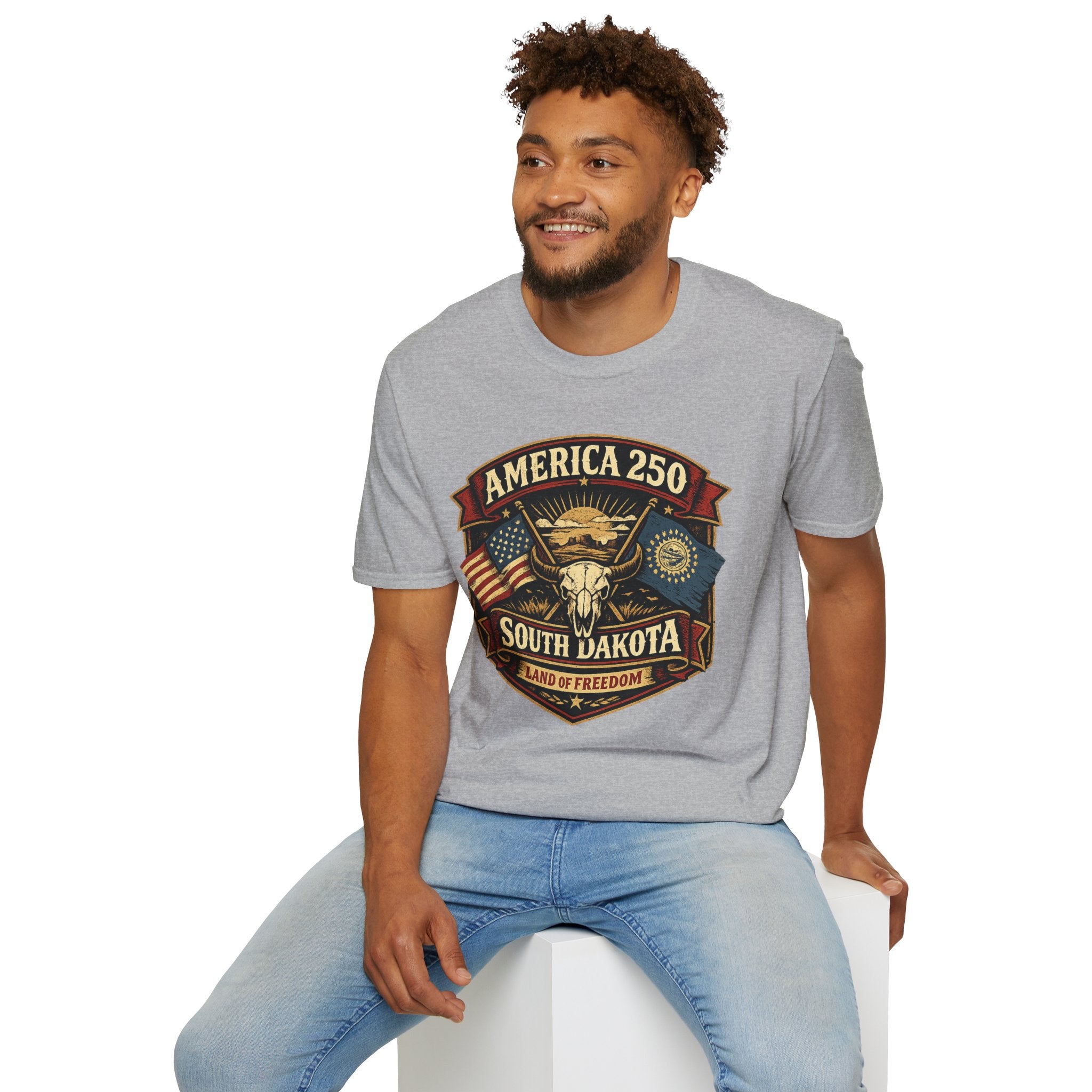 America 250 South Dakota T-Shirt — Western Skull Heritage Graphic Tee