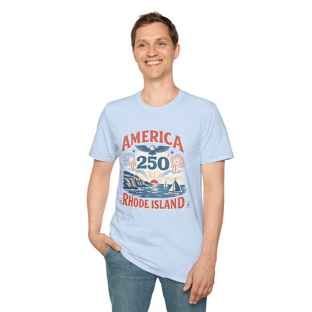 America 250 Rhode Island Shirt — Coastal Fireworks Patriotic Tee