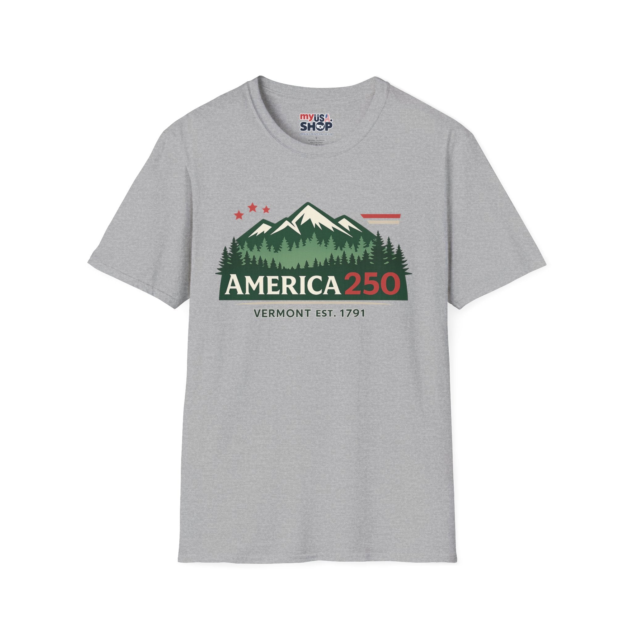 America 250 – Vermont Est. 1791 Mountain Star Vintage Tee Design