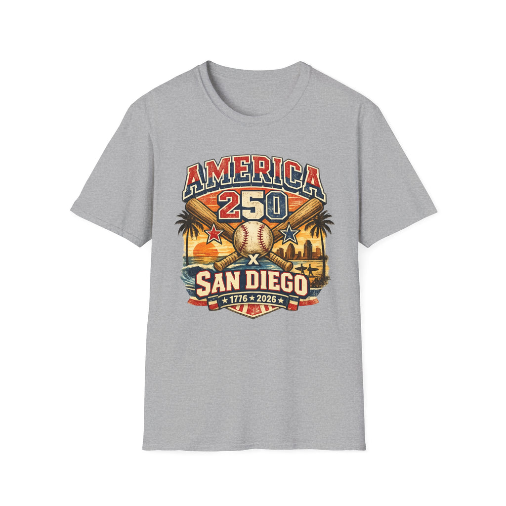 America 250 San Diego California Baseball Tee
