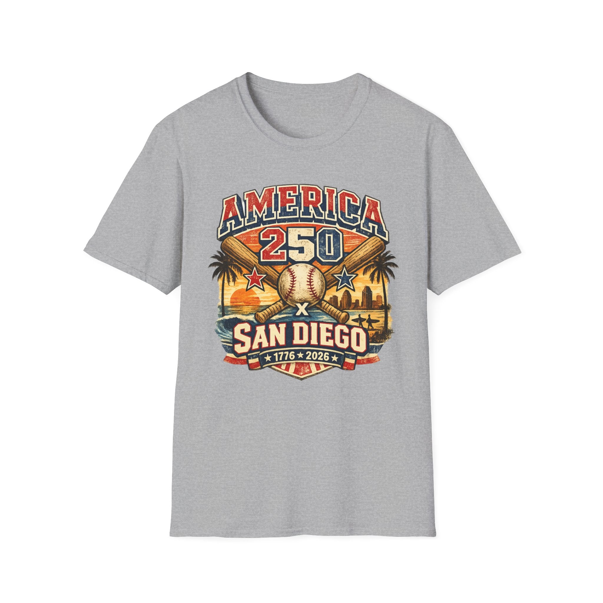 America 250 San Diego California Baseball Tee