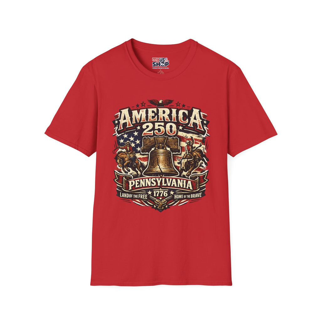 America 250 Pennsylvania TShirt — Western Rodeo Liberty Bell Graphic Tee