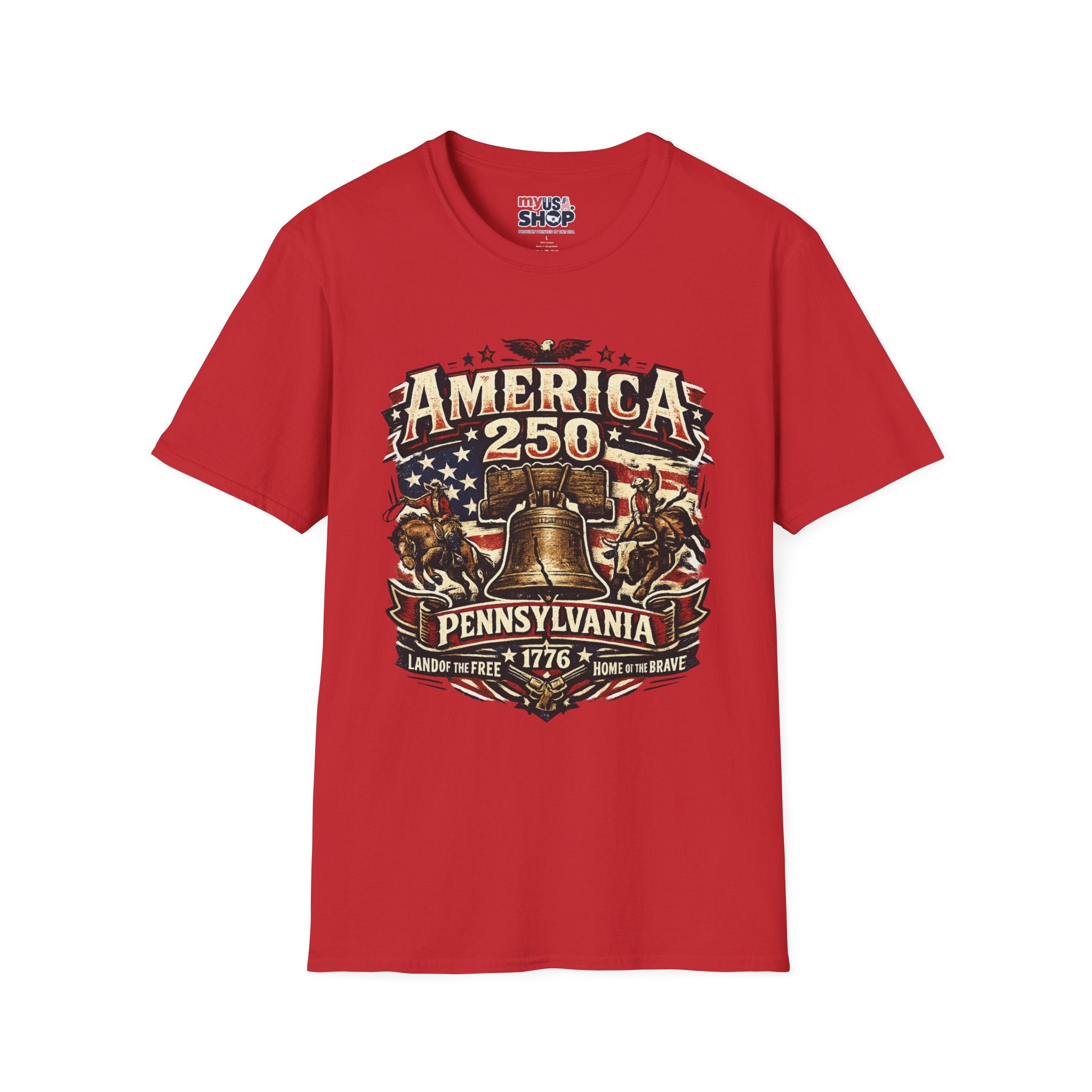 America 250 Pennsylvania TShirt — Western Rodeo Liberty Bell Graphic Tee