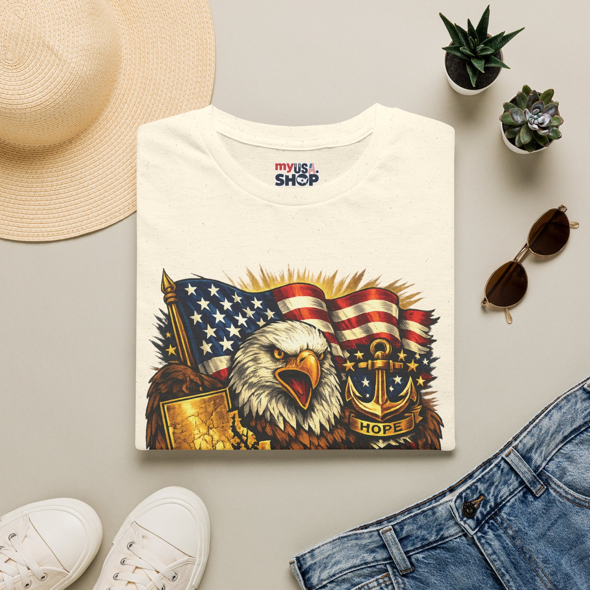 Rhode Island Proud America 250 T-Shirt — Patriotic Eagle Graphic Tee