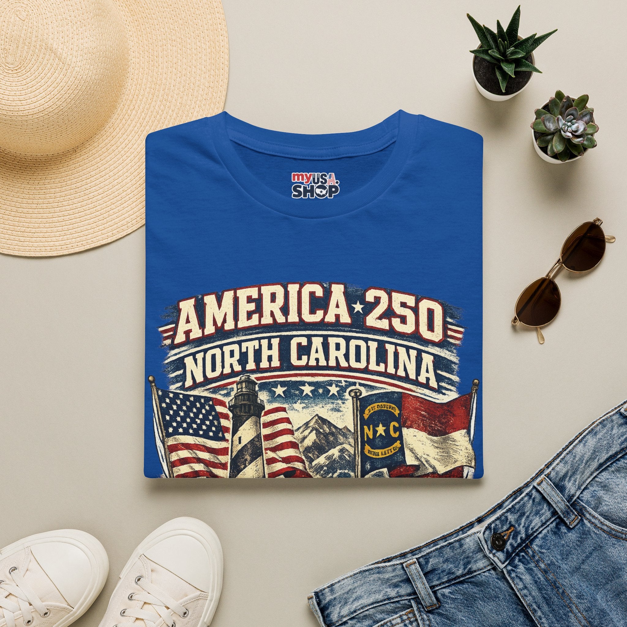 America 250 North Carolina T-Shirt — 1776–2026 Patriotic State Pride Tee