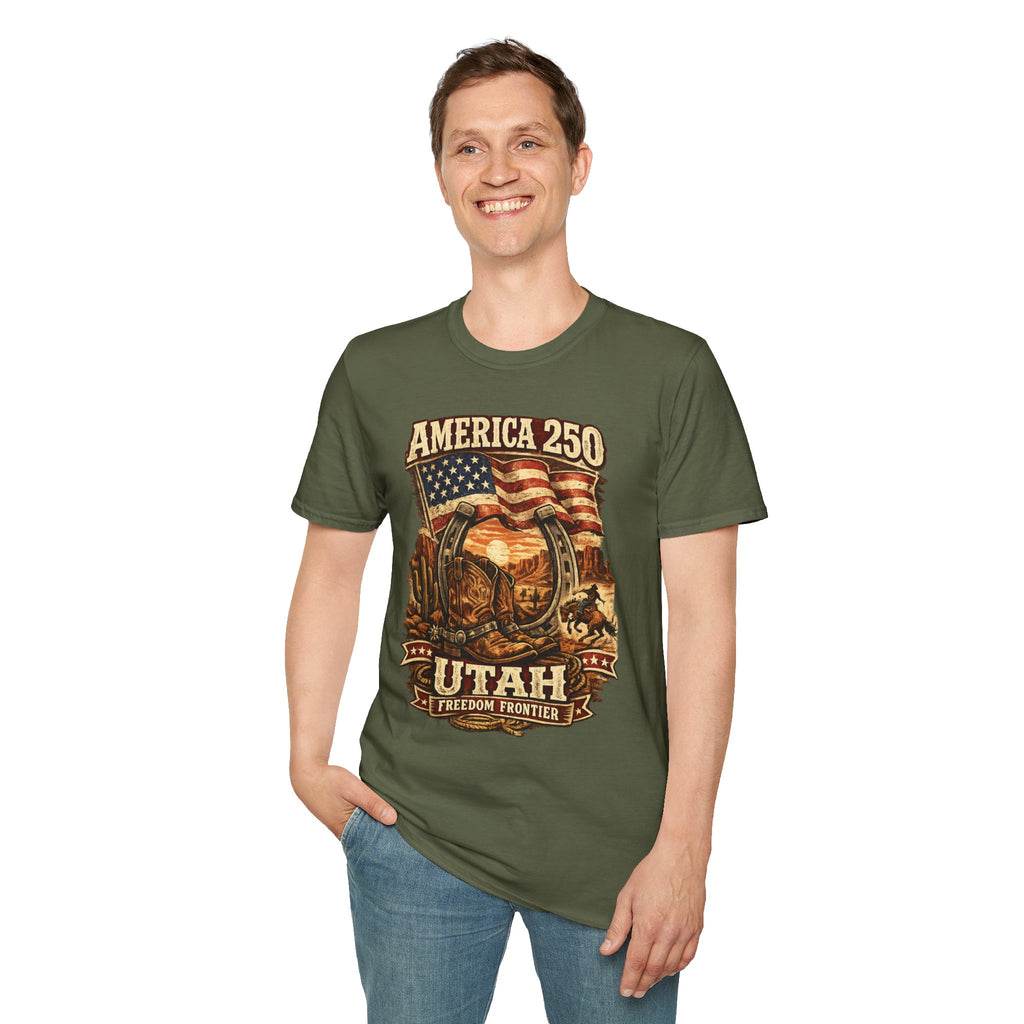 America 250 Utah T-Shirt — Freedom Frontier Western Graphic Tee