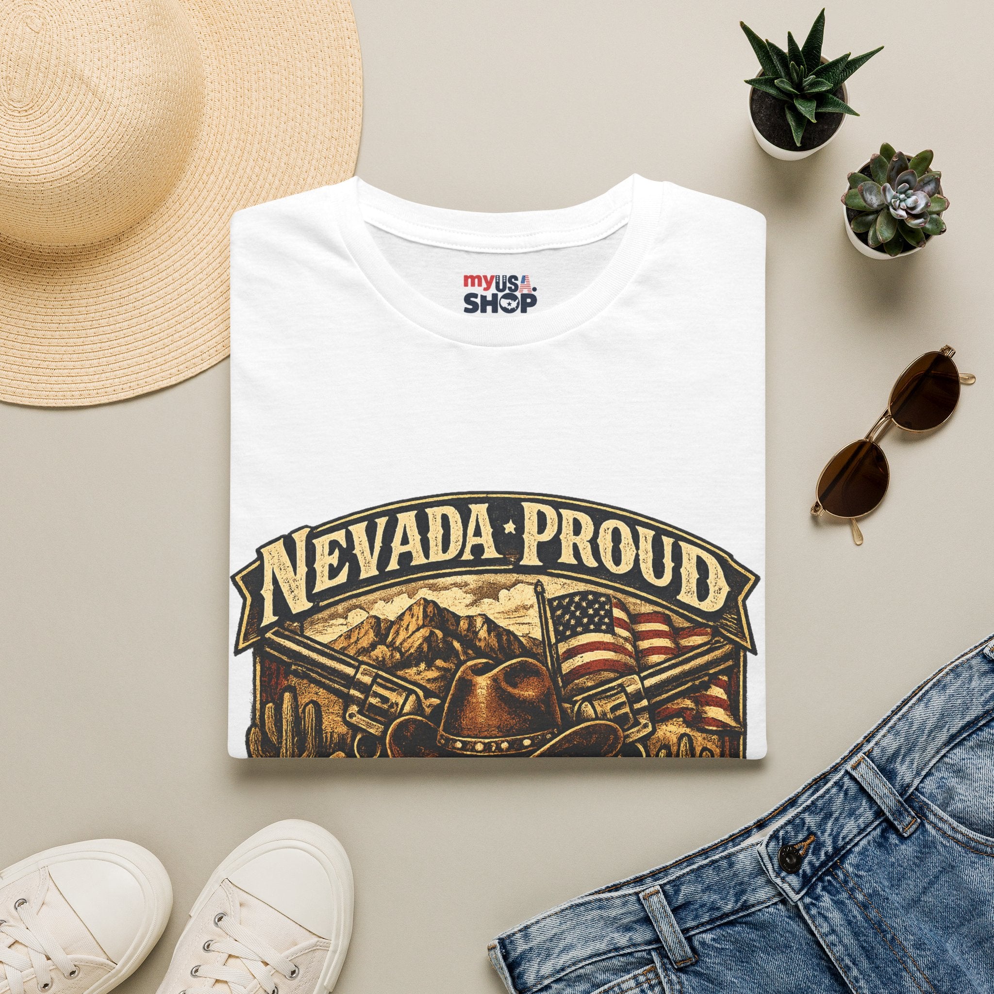 America 250 Nevada Proud T-Shirt — Vintage American Western Design