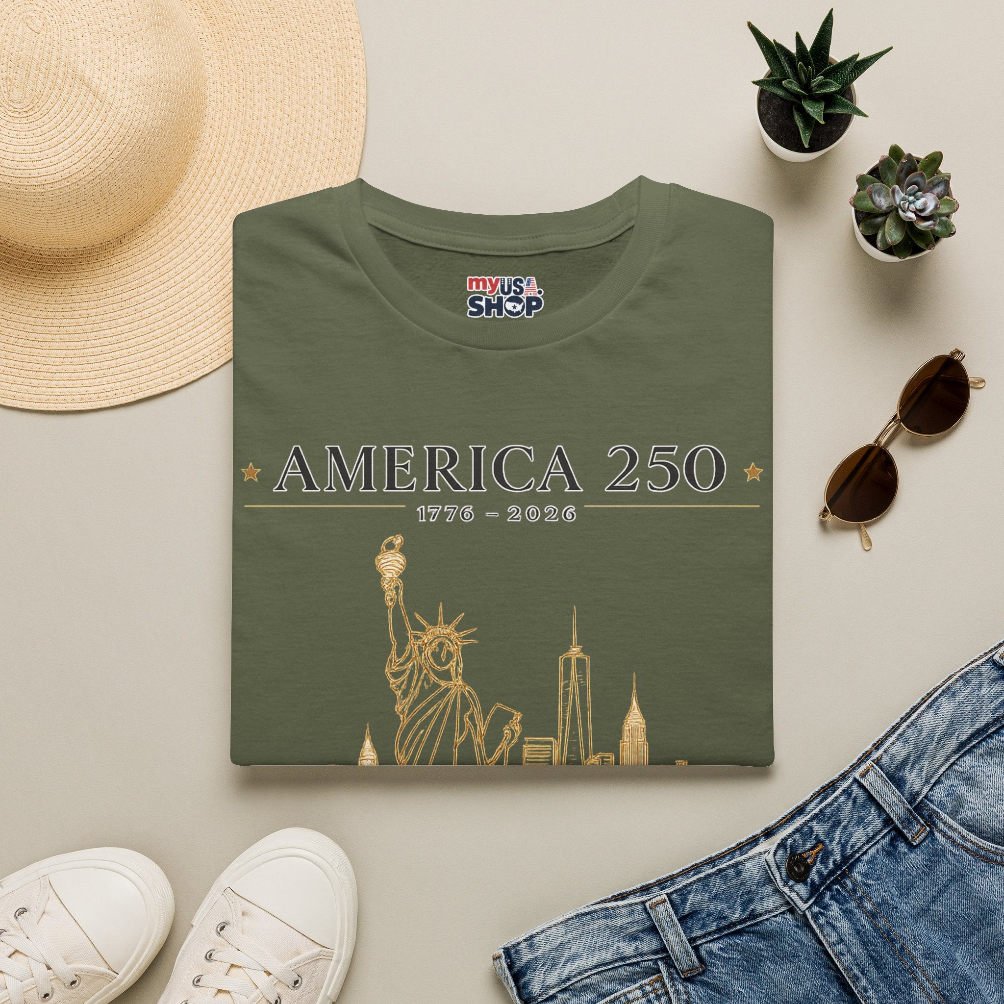 America 250 — USA Commemorative Tee (New York Statue of Liberty Design)