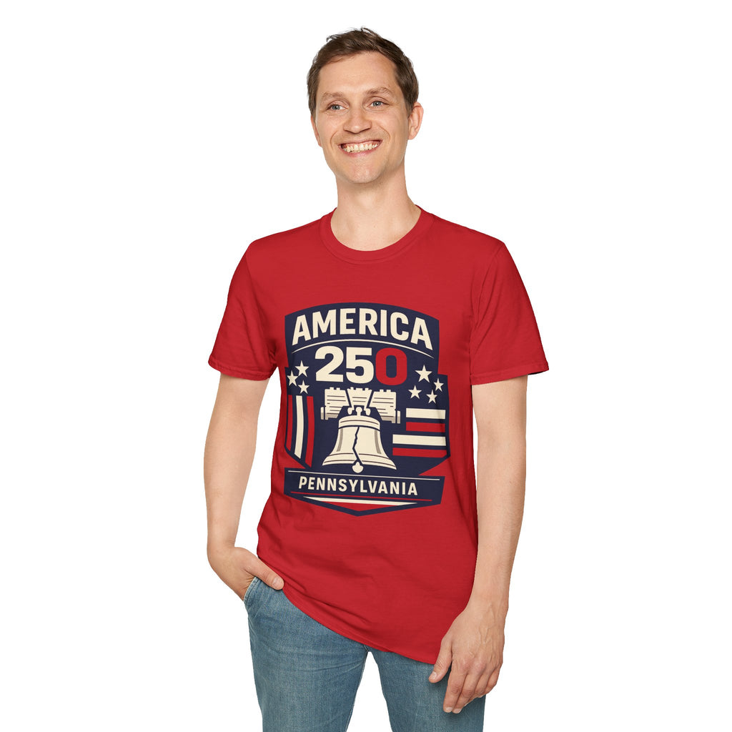 Pennsylvania America 250 Shirt — Modern Minimal Patriotic Badge Tee