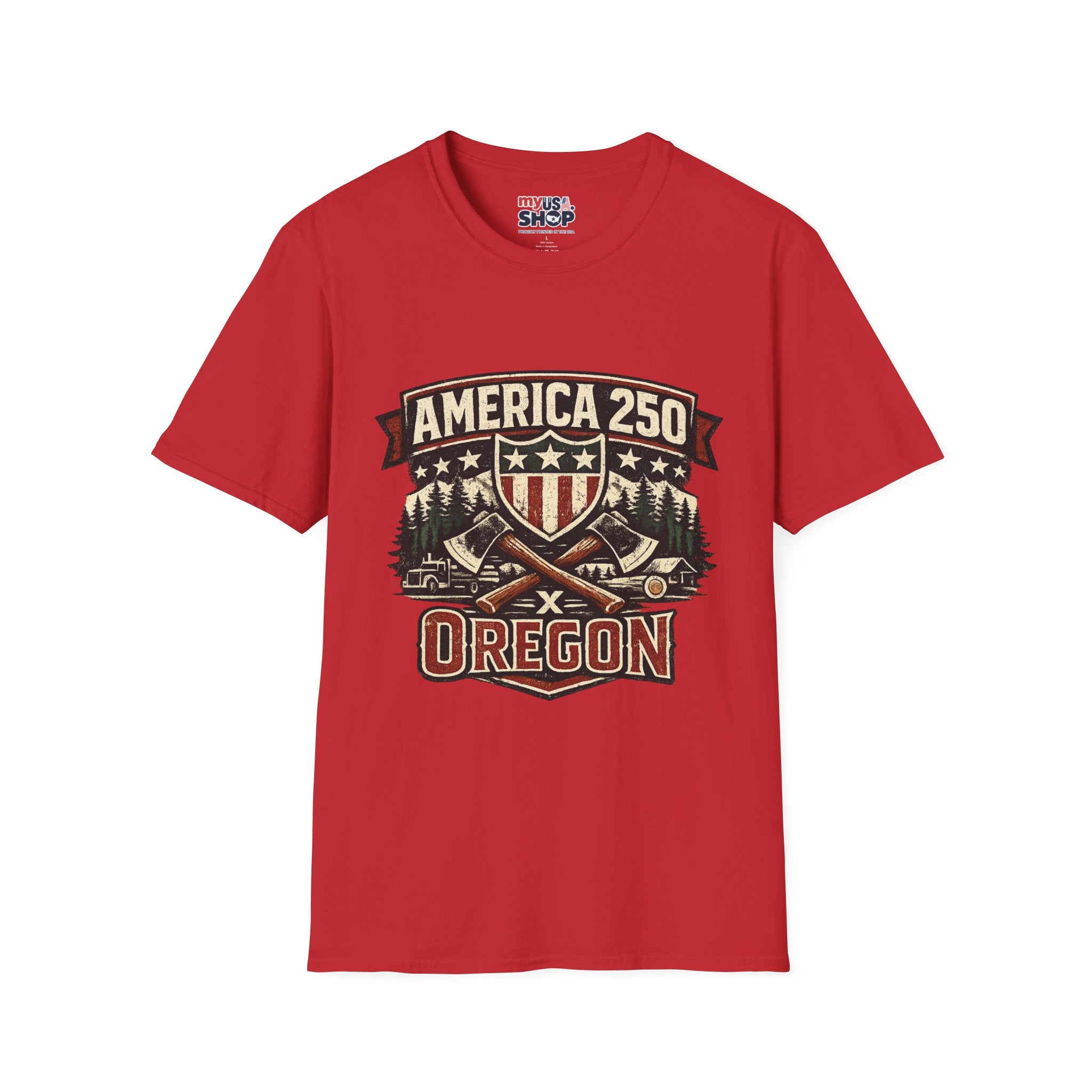 America 250 Shirt —Oregon  Rustic Timber Heritage Graphic Tee