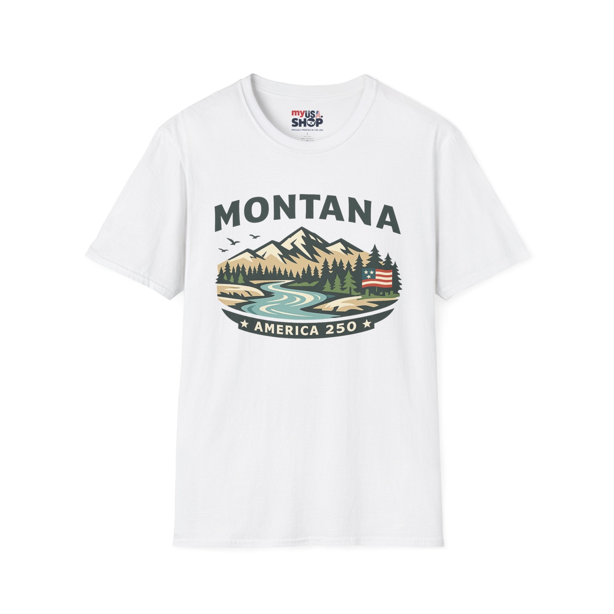 Montana Mountain Scenic T-Shirt — America 250 Retro Nature Graphic